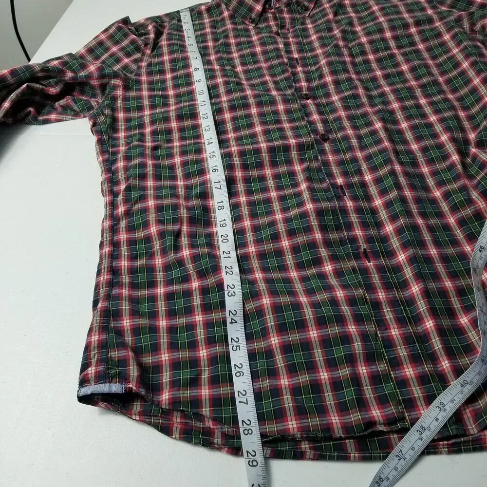 J. Crew Blue Green Red Vintage Button Down Long Sleeve Shirt  Large